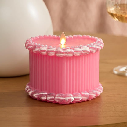Luminara Flameless Battery Operated LED Candle for Decor, 5.3"x4.5" - Sweet Pink (Used)