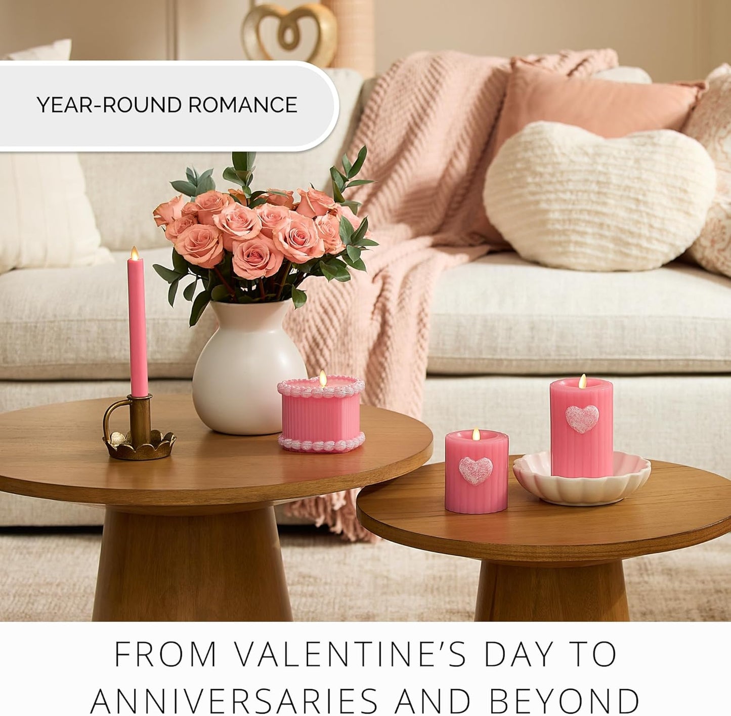 Luminara Flameless Battery Operated LED Candle for Decor, 5.3"x4.5" - Sweet Pink (Used)