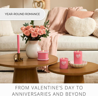 Luminara Flameless Battery Operated LED Candle for Decor, 5.3"x4.5" - Sweet Pink (Used)