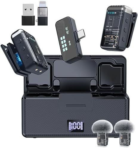 Xlapo Wireless Lavalier Microphone with Charging Case for iPhone/Android - Black (Like New)