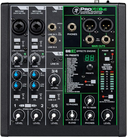Mackie ProFX6v3 ProFX Series Professional Effects 6 Mixer - Unpowered, 6-Channel (Used)